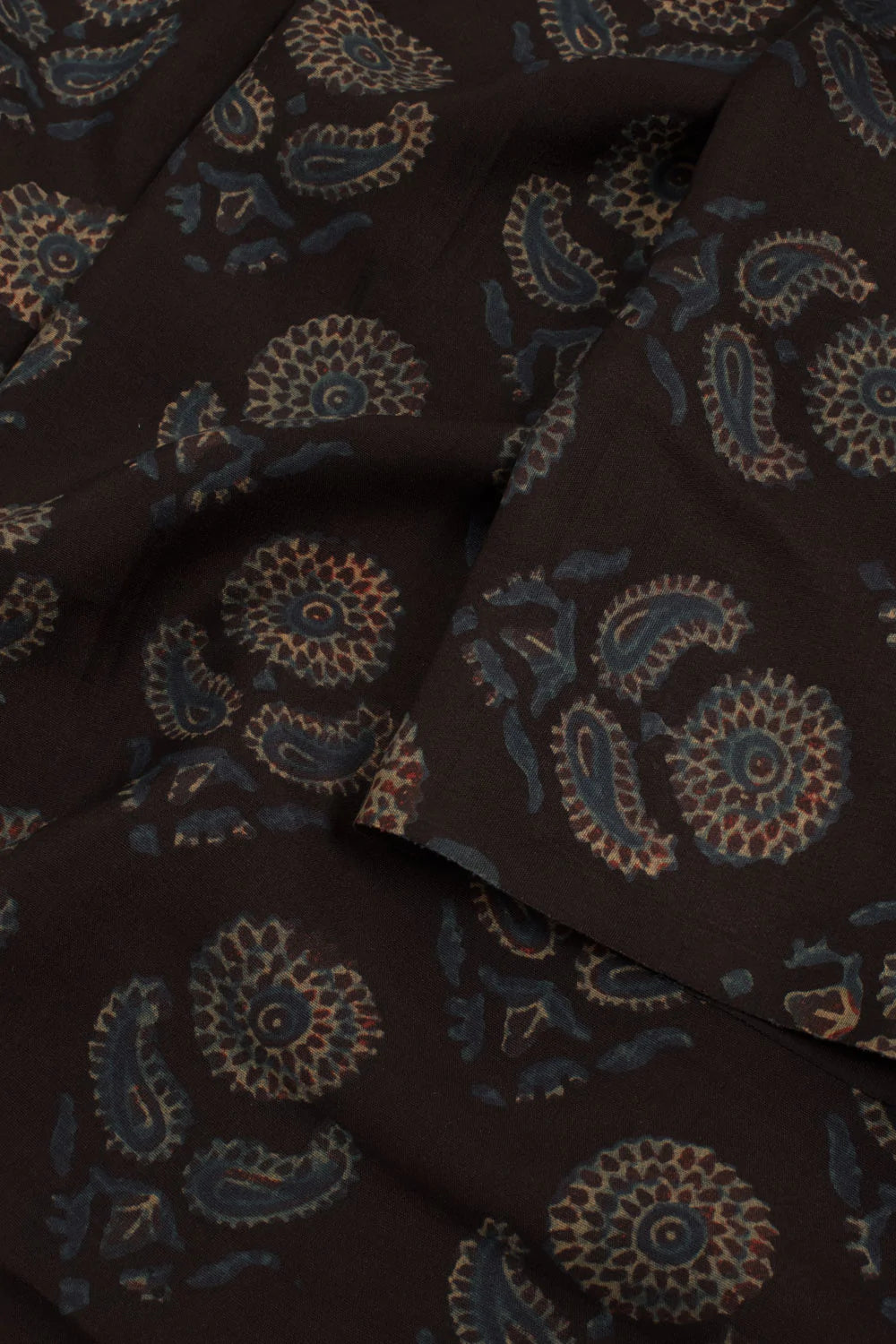 Ajrakh Printed Natural Dye Mulberry Silk Kurta Material