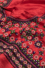 Red Mashru Silk Blouse Material-Rutambhara-RUTAMBHARA