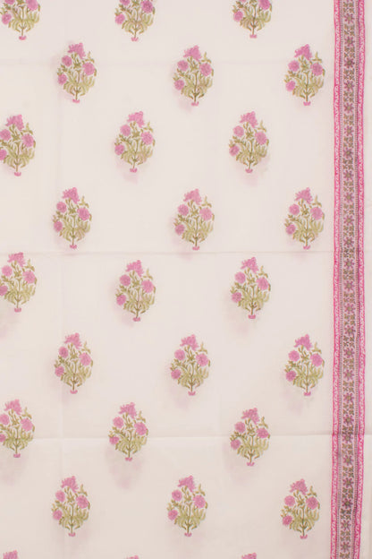 Hand Block Printed Cotton 3-Piece Salwar Suit Material-Rutambhara-RUTAMBHARA