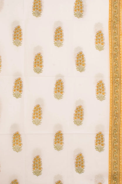 Hand Block Printed Cotton 3-Piece Salwar Suit Material-Rutambhara-RUTAMBHARA