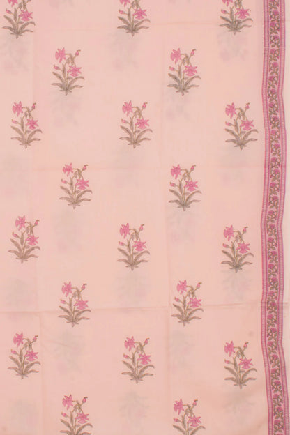 Hand Block Printed Cotton 3-Piece Salwar Suit Material-Rutambhara-RUTAMBHARA