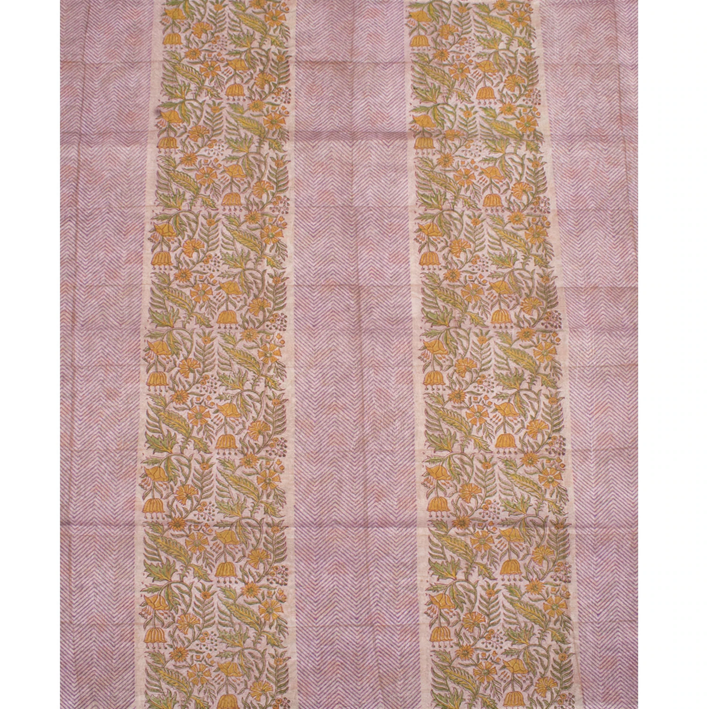 Purple Hand Block Printed Chanderi Silk Cotton Saree