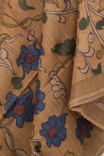 Hand Painted Pen Kalamkari Tussar Silk Dupatta-Rutambhara-RUTAMBHARA