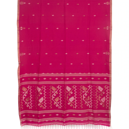 Pink Handwoven Jamdani Muslin Cotton Saree-Rutambhara-RUTAMBHARA