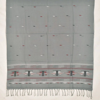 Handwoven Jamdani Cotton Dupatta-Rutambhara-RUTAMBHARA