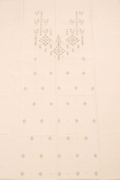Off White Tangaliya Cotton Kurta Material-Rutambhara-RUTAMBHARA