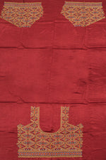 Maroon Mirror Embroidered Mashru Blouse Material-Rutambhara-RUTAMBHARA