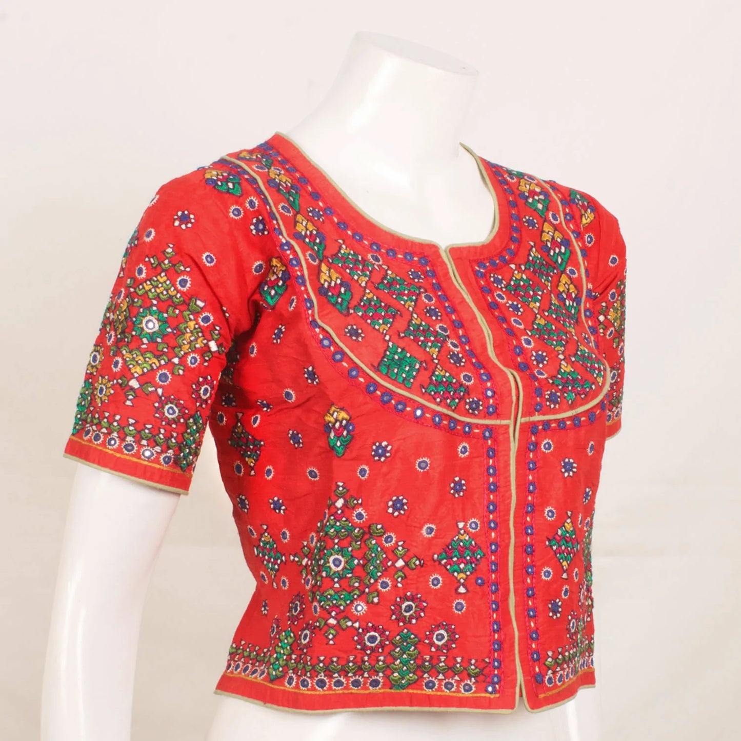 Hand Embroidered Raw Silk Crop Top