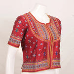 Maroon Raw Silk Kutchi Blouse Hand Embroidered-Rutambhara-RUTAMBHARA