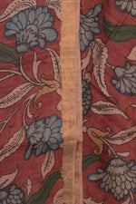 Hand Painted Pen Kalamkari Tussar Silk Dupatta-Rutambhara-RUTAMBHARA