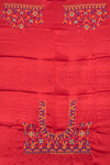 Red Mirror Embroidered Mashru Blouse Material