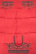 Red Mashru Silk Blouse Material-Rutambhara-RUTAMBHARA