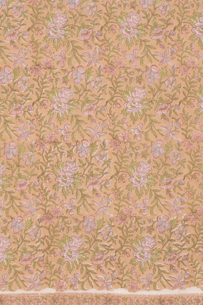 Hand Block Printed Cotton 3-Piece Salwar Suit Material-Rutambhara-RUTAMBHARA