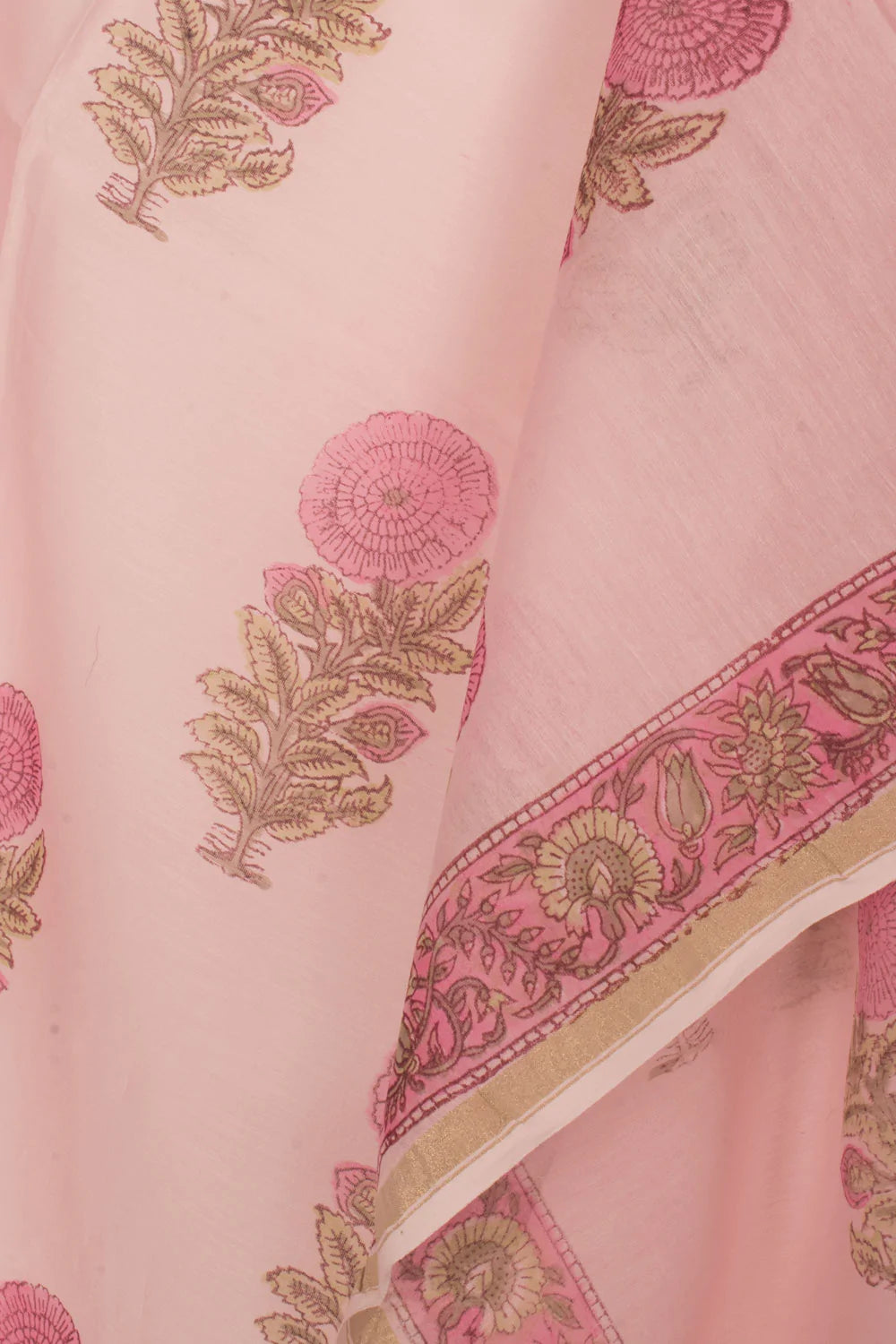 Hand Block Printed Chanderi Silk Cotton 2-Piece Salwar Suit Material