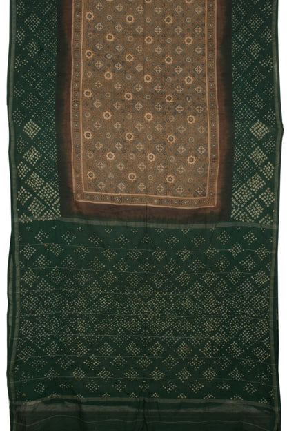Handcrafted Ajrakh and Bandhani Chanderi Saree-Rutambhara-RUTAMBHARA