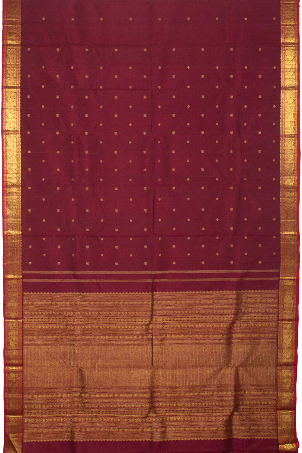 Eevara Burgundy Maroon Kancheevaram Heirloom Silk Saree