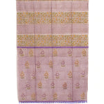 Purple Hand Block Printed Chanderi Silk Cotton Saree-Rutambhara-RUTAMBHARA