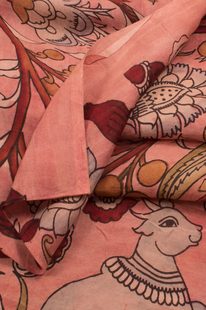 Hand Painted Pen Kalamkari Silk Kurta Material-Rutambhara-RUTAMBHARA