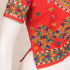 Orange Hand Embroidered Raw Silk Kutchi Blouse