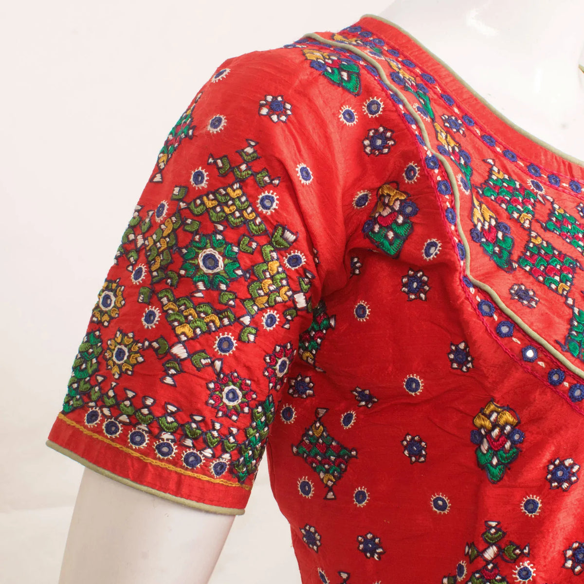Hand Embroidered Raw Silk Crop Top