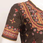 Brown Kutchi Raw Silk Blouse-Rutambhara-RUTAMBHARA
