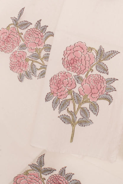 Hand Block Printed Cotton 3-Piece Salwar Suit Material-Rutambhara-RUTAMBHARA