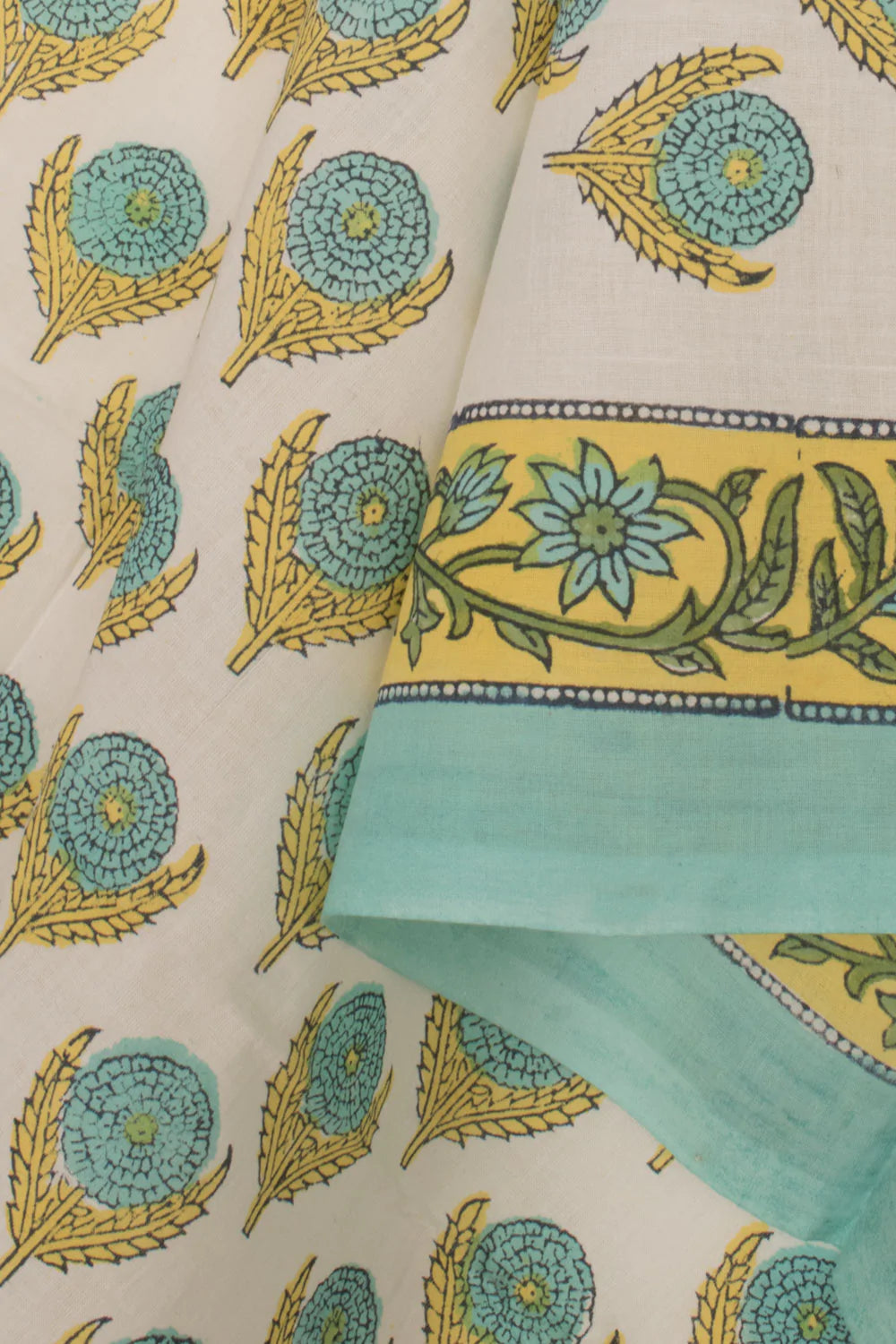 Hand Block Printed Silk Cotton 3-Piece Salwar Suit Material