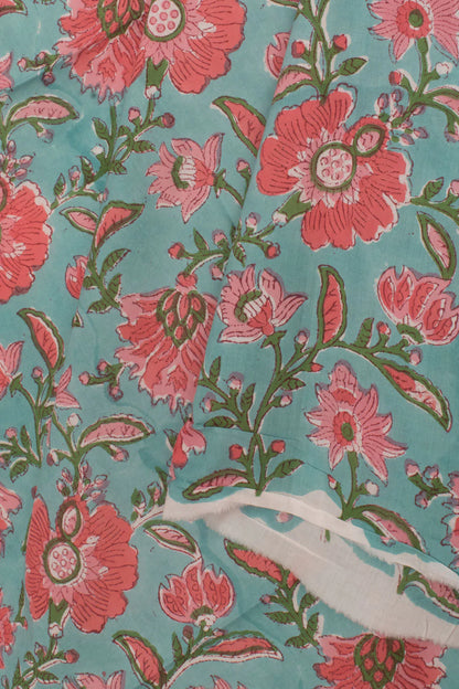 Hand Block Printed Cotton 3-Piece Salwar Suit Material-Rutambhara-RUTAMBHARA