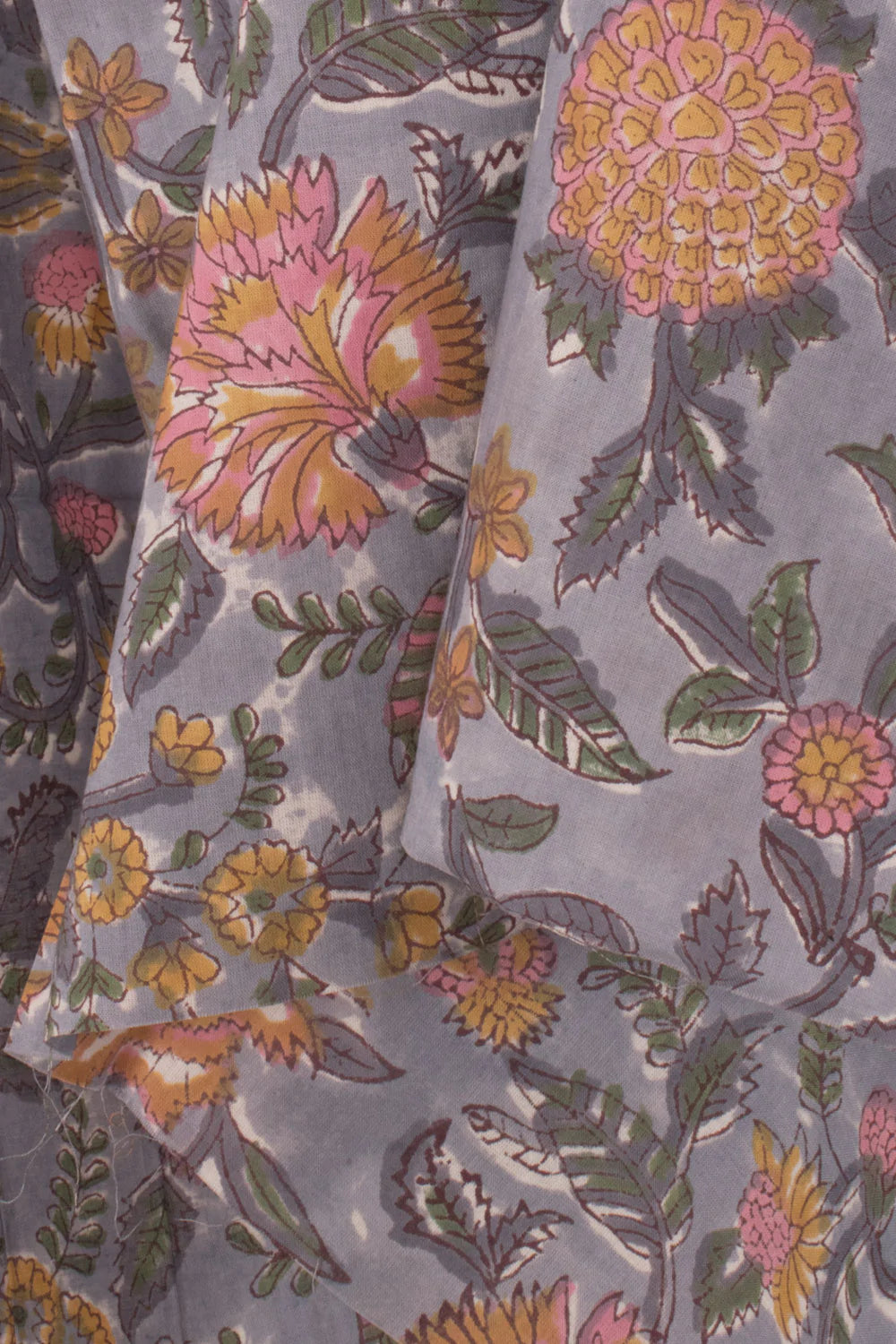 Hand Block Printed Cotton 3-Piece Salwar Suit Material-Rutambhara-RUTAMBHARA