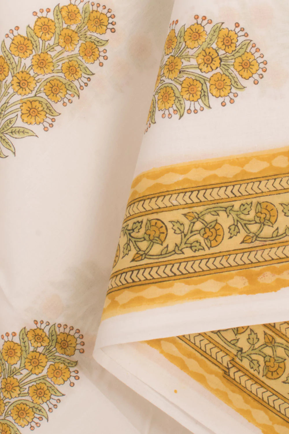 Hand Block Printed Cotton 3-Piece Salwar Suit Material-Rutambhara-RUTAMBHARA