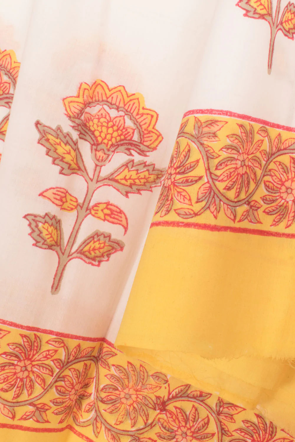 Hand Block Printed Cotton 3-Piece Salwar Suit Material-Rutambhara-RUTAMBHARA
