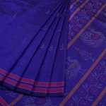 Handwoven Blue Tangaliya Silk Cotton Saree-Rutambhara-RUTAMBHARA