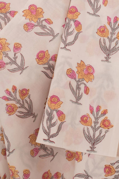 Hand Block Printed Cotton 3-Piece Salwar Suit Material-Rutambhara-RUTAMBHARA