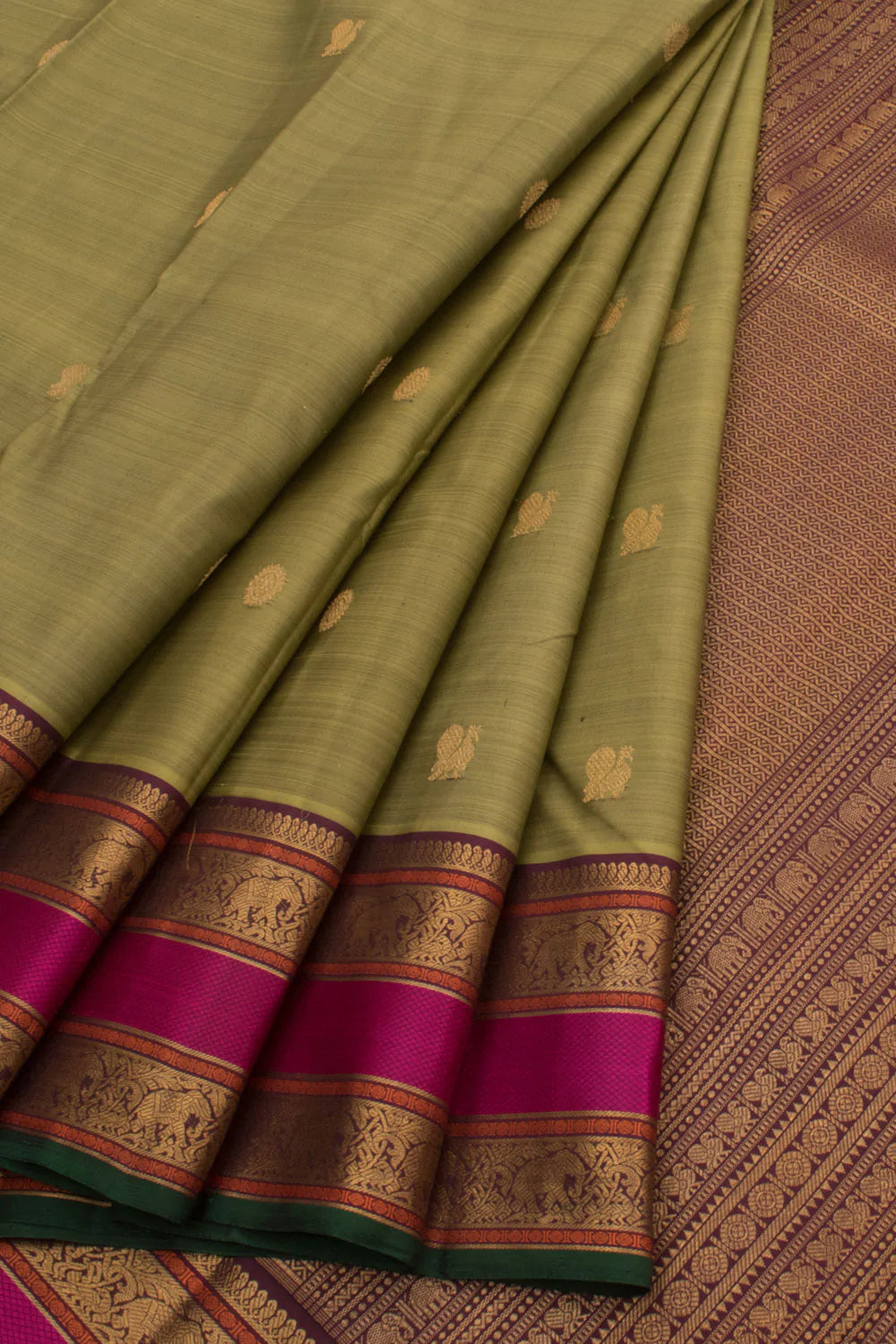 Eevara Pista Green Kancheevaram Heirloom Silk Saree