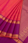 Eevara Orange Purple Kancheevaram Heirloom Silk Saree