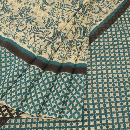 Hand Block Printed Chanderi Silk Cotton Saree-Rutambhara-RUTAMBHARA