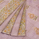 Purple Hand Block Printed Chanderi Silk Cotton Saree-Rutambhara-RUTAMBHARA