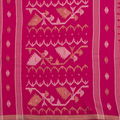 Pink Handwoven Jamdani Muslin Cotton Saree-Rutambhara-RUTAMBHARA