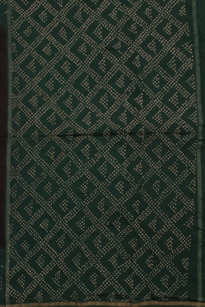 Handcrafted Ajrakh and Bandhani Chanderi Saree-Rutambhara-RUTAMBHARA