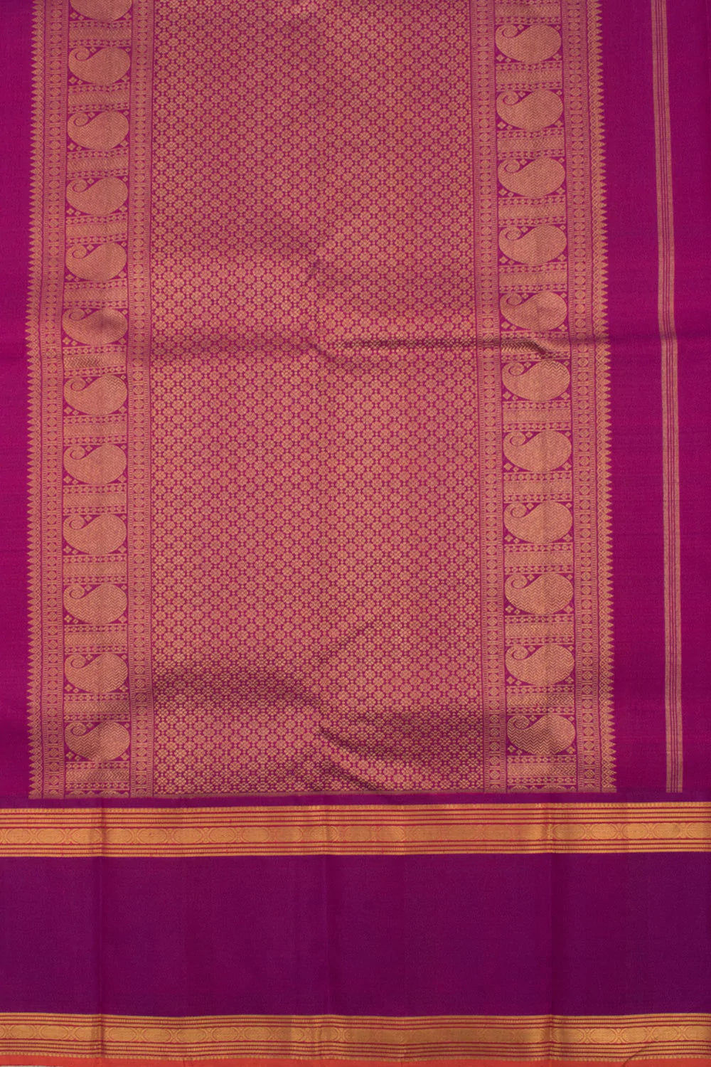 Eevara Orange Purple Kancheevaram Heirloom Silk Saree