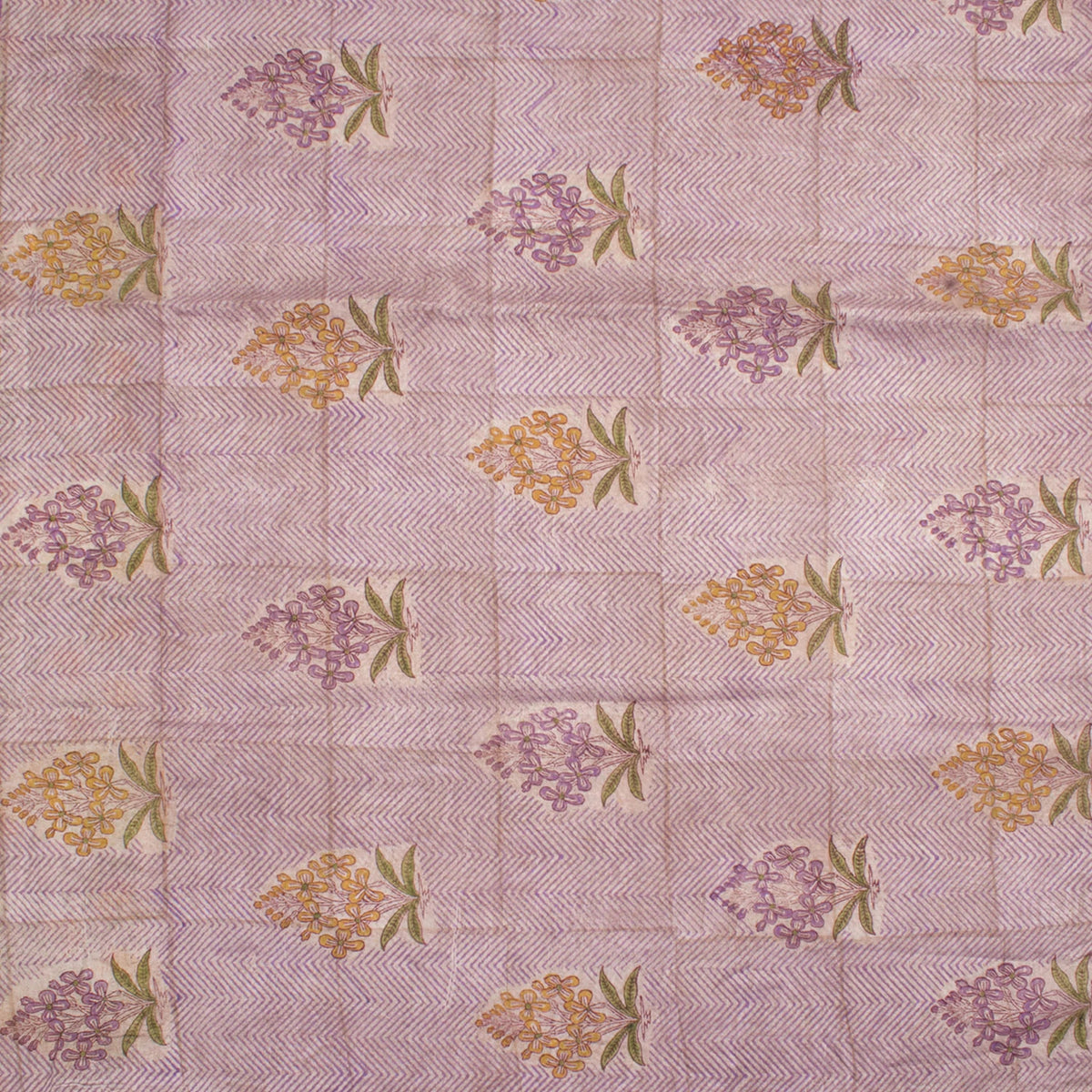 Purple Hand Block Printed Chanderi Silk Cotton Saree