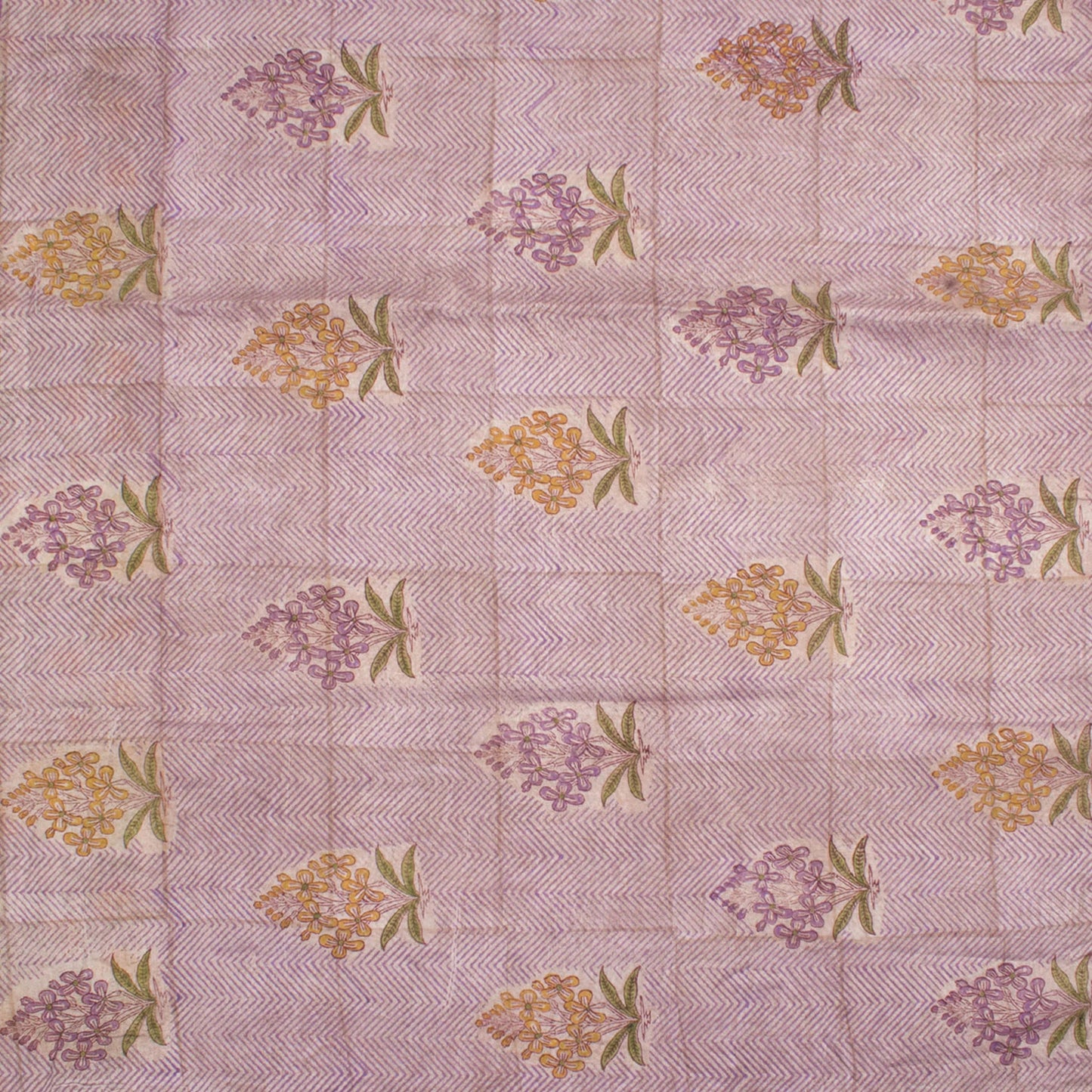 Purple Hand Block Printed Chanderi Silk Cotton Saree