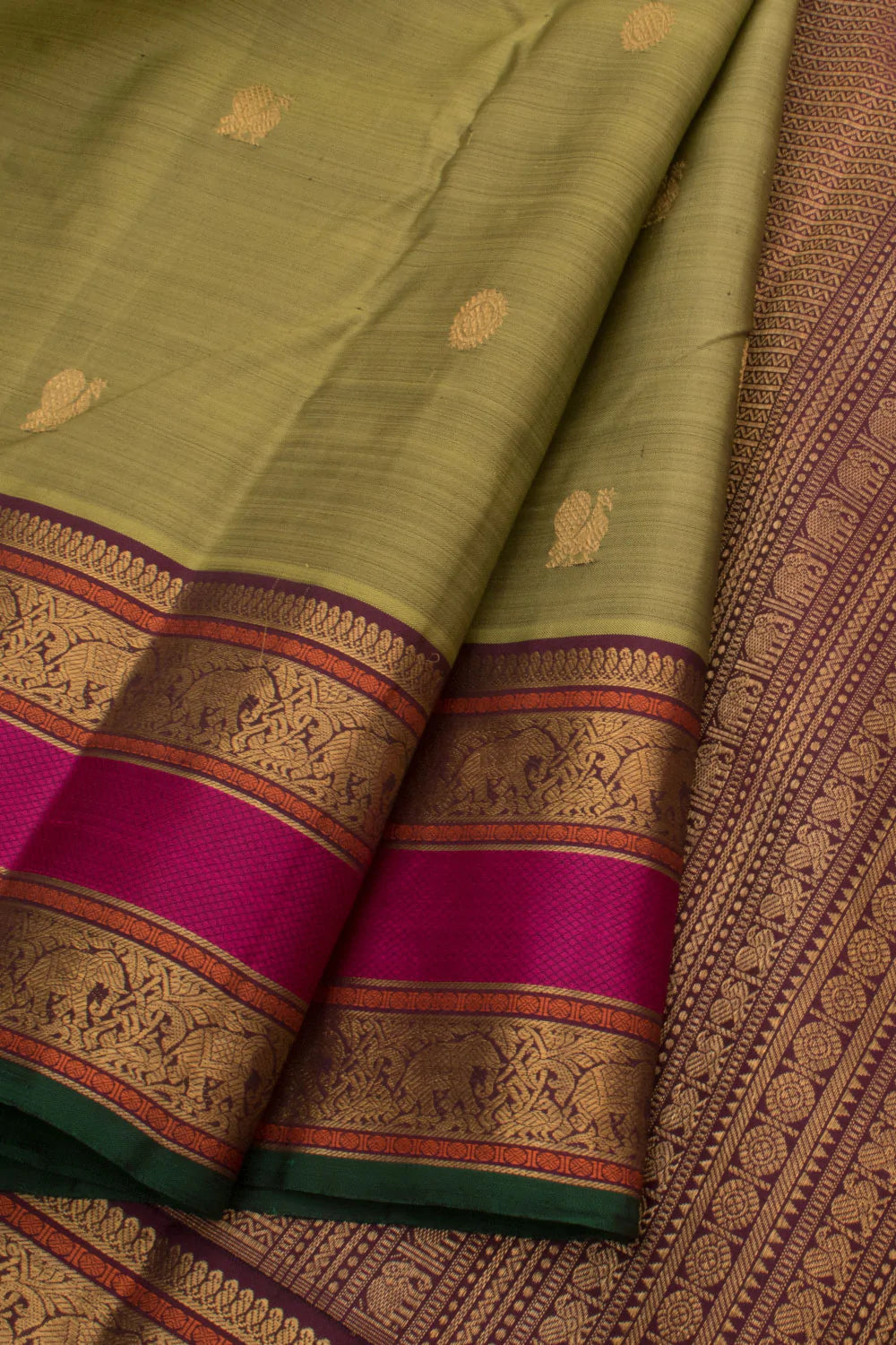 Eevara Pista Green Kancheevaram Heirloom Silk Saree