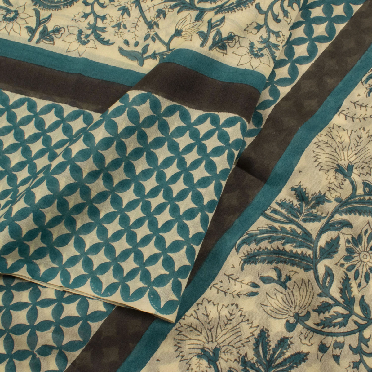 Hand Block Printed Chanderi Silk Cotton Saree