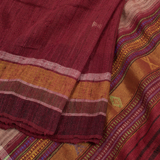 Handwoven Kutchi Weave Tussar Cotton Saree