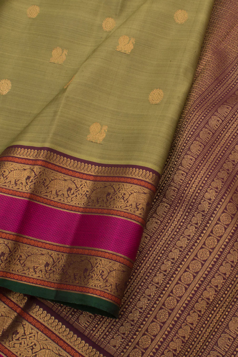 Eevara Pista Green Kancheevaram Heirloom Silk Saree
