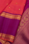 Eevara Orange Purple Kancheevaram Heirloom Silk Saree