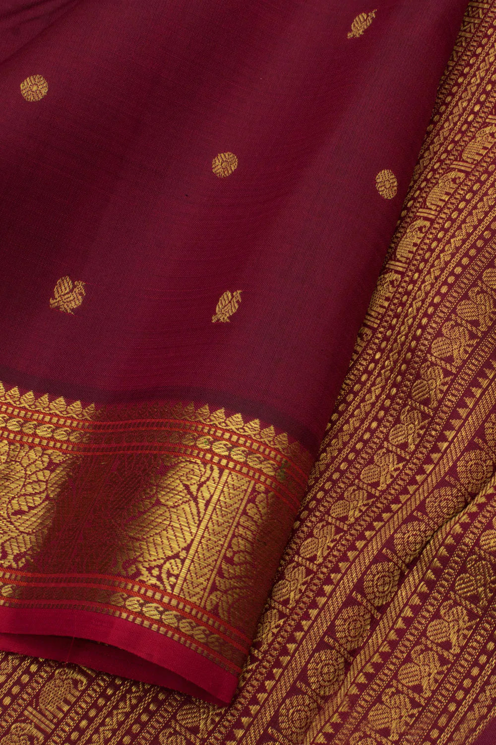 Eevara Burgundy Maroon Kancheevaram Heirloom Silk Saree