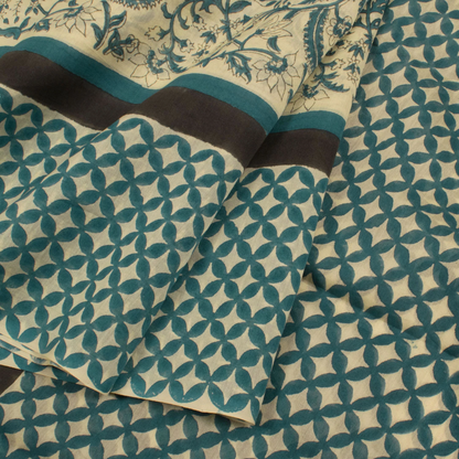 Hand Block Printed Chanderi Silk Cotton Saree-Rutambhara-RUTAMBHARA