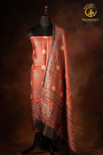 Ushraa - Burnt Madder Rust Ajrakh Tussar Silk Suit Set